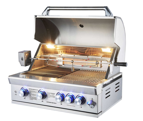 OEM noir de gril de gaz de jardin de l'émail CSA de porcelaine construit dans le gril de gaz de barbecue