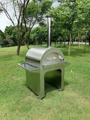 four mis le feu en bois d'Oven Brush Outdoor Stainless Pizza de pizza d'acier inoxydable de 4 roues